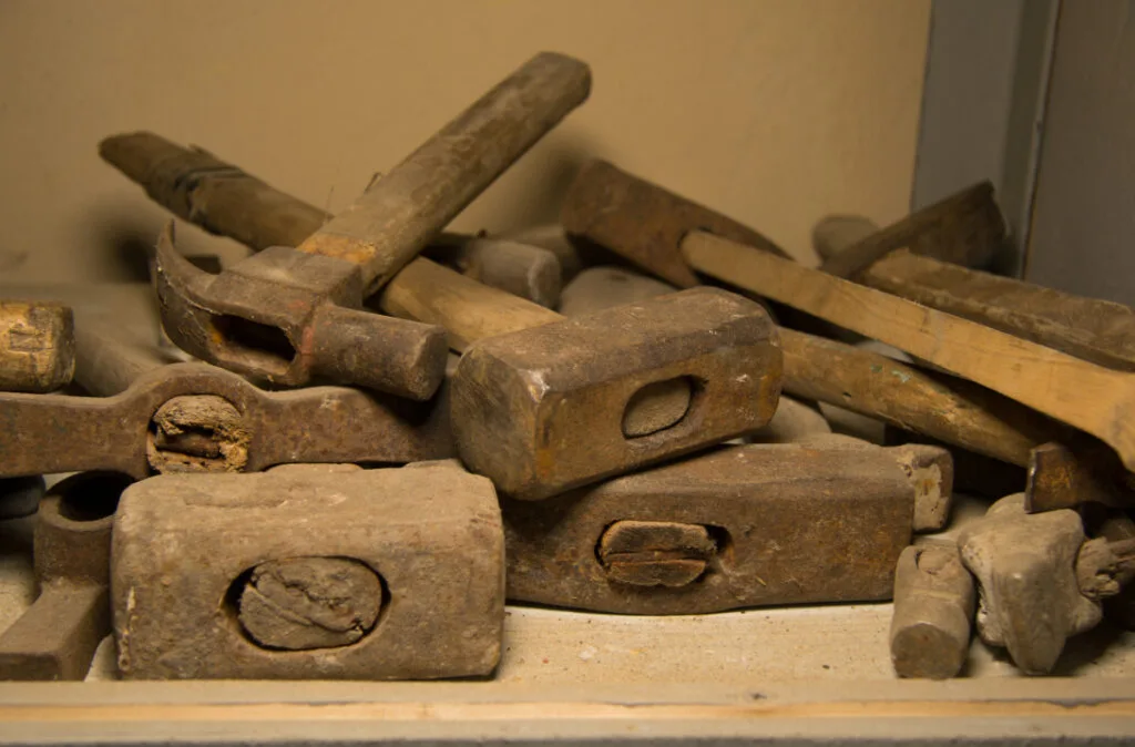 Old Hammers with Aged Wood Handles