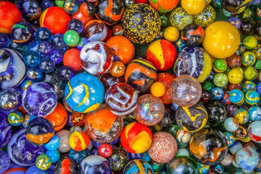 Antique Glass Marbles with Colored Pigments