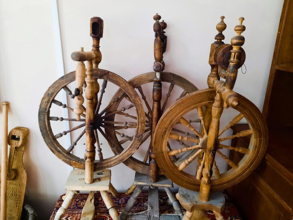 Old Hardwood or Oak Spinning Wheels