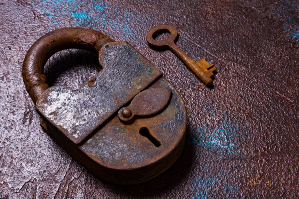 Antique Pad Locks with Push Key Levers