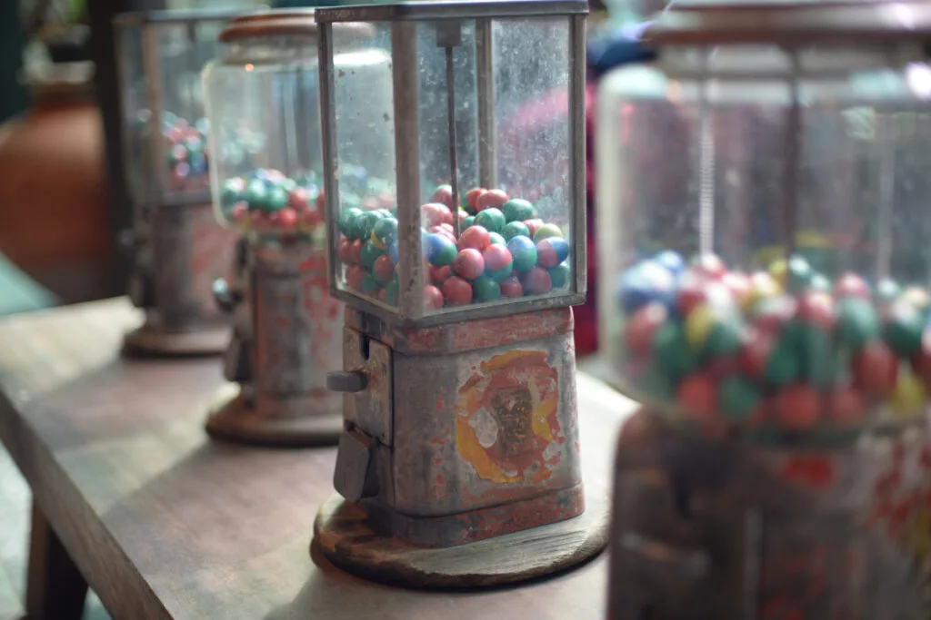 Aged and Rusty Antique Gumball Machines