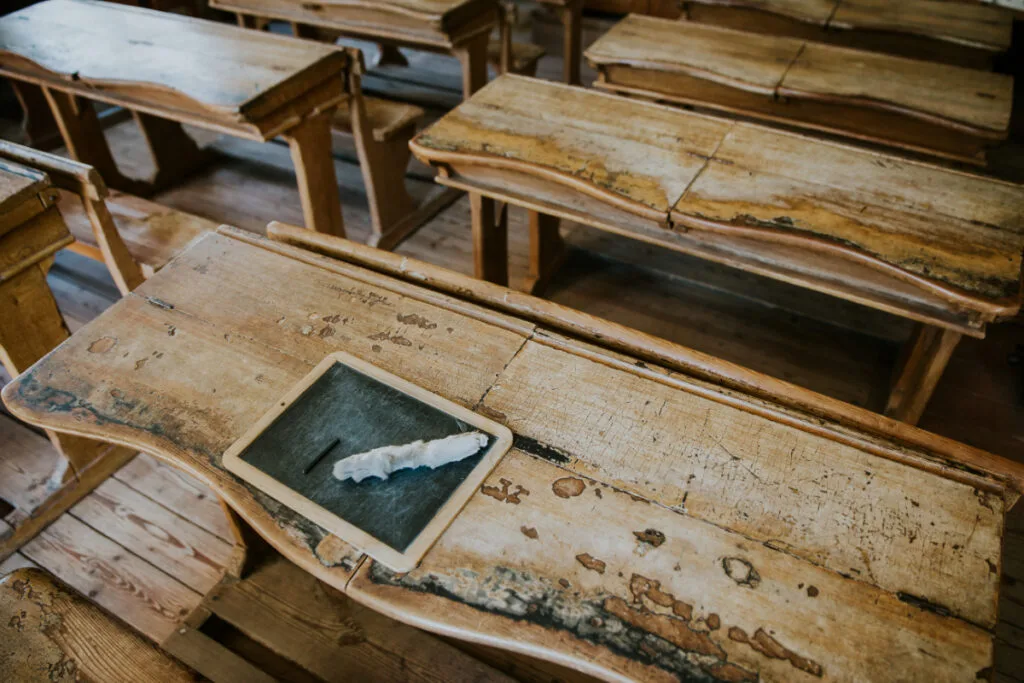 Antique School Desk with Solid Oak or Pine Table Tops