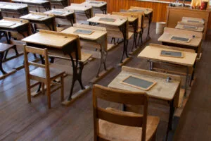 Antique School Desks with Detached Chairs