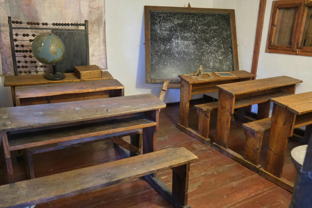 Antique Simple Wood School Desk from the 1800s