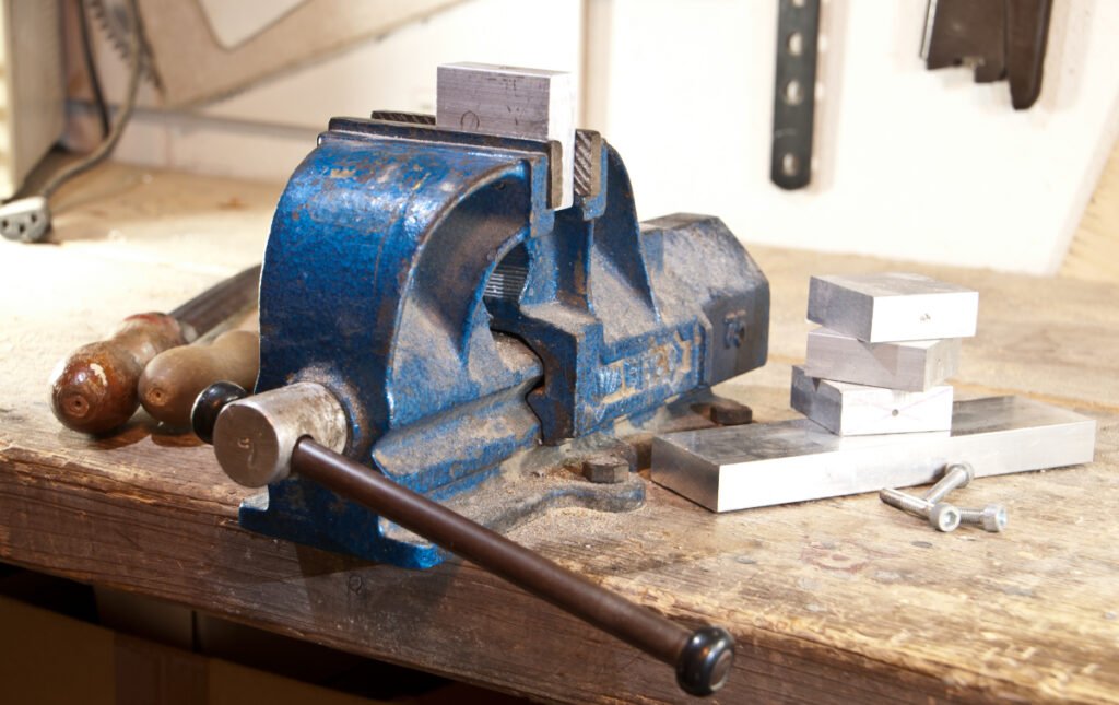 Old Bench Vise on a Table