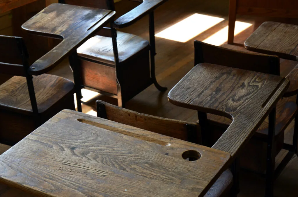 Vintage School Desks with an Inkwell