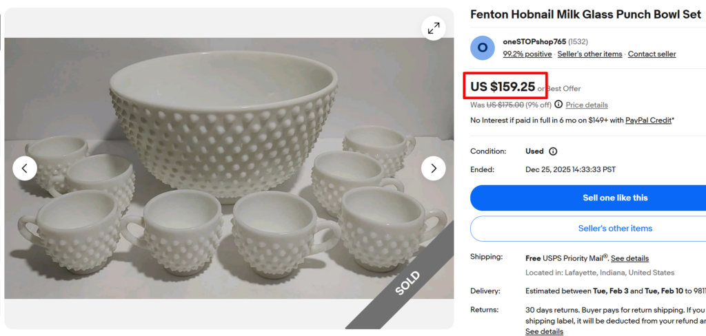 Fenton Hobnail Milk Glass Bowl Set