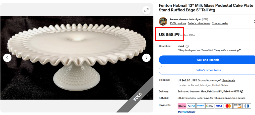Fenton's Hobnail Cake Plate