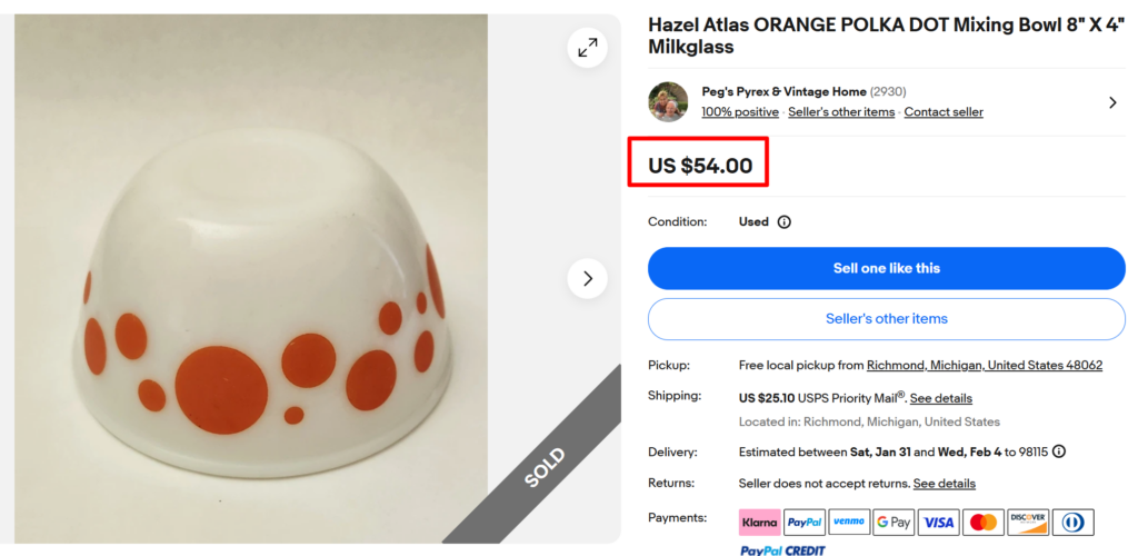 Hazel Atlas Polka Dot Mixing Bowl