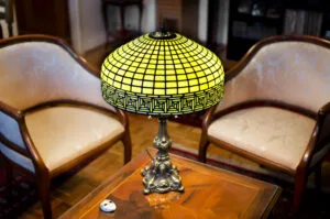 Antique Tiffany Lamp on a Retro-style table