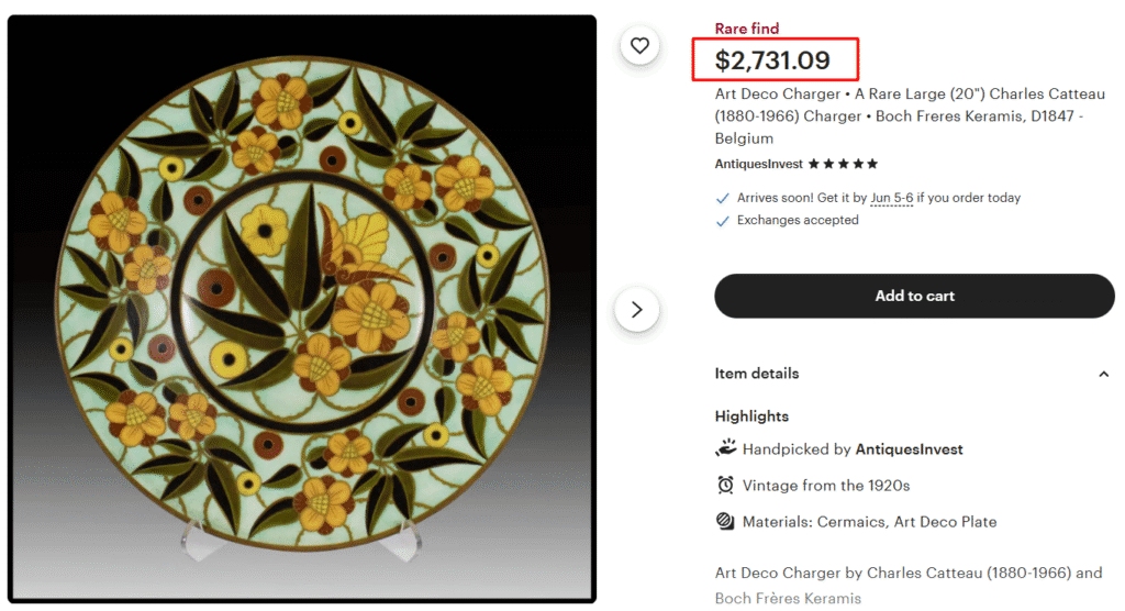 Charles Catteau Boch Freres Keramis Dish