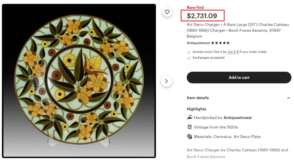 Charles Catteau Boch Freres Keramis Dish