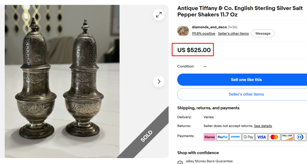 Tiffany & Co. Sterling Silver Salt and Pepper Shakers