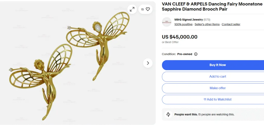 Van Cleef Dancing Fairy Moonstone Sapphire Diamond Brooch