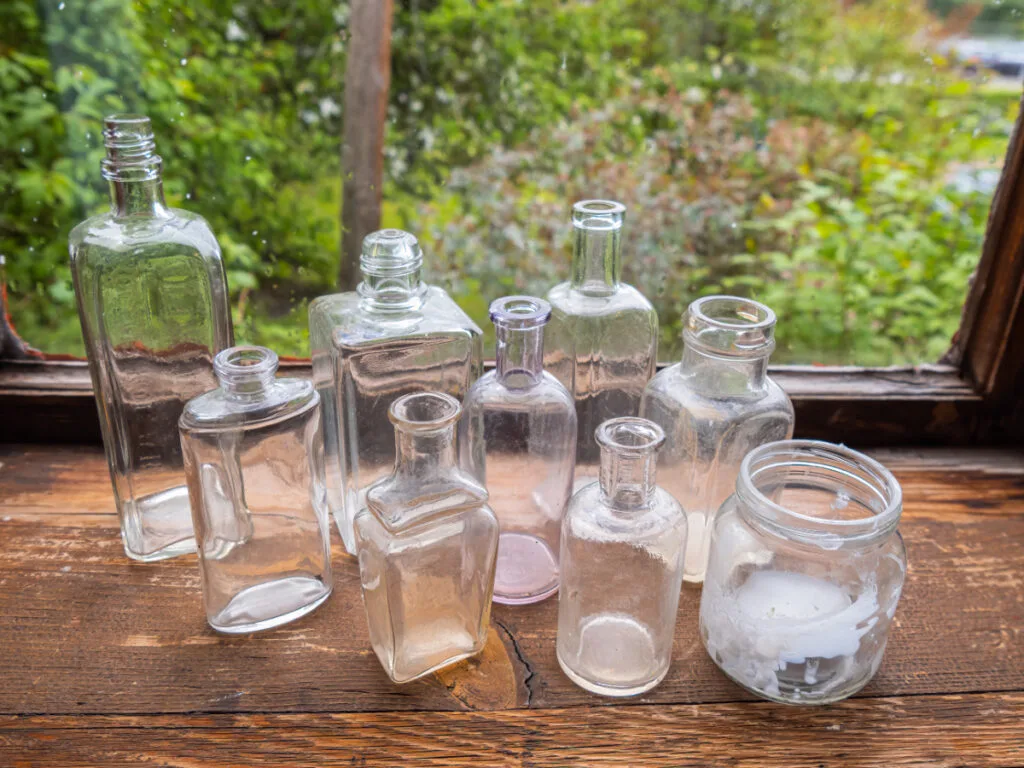 Vintage Duraglas Bottles on a Window Sill