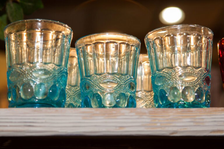 Vintage Pressed Glass Patterns with a Blue Tint