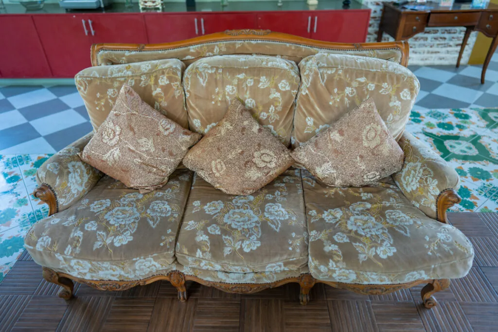 A Symmetrical, Cushioned Sofa from the 1800s