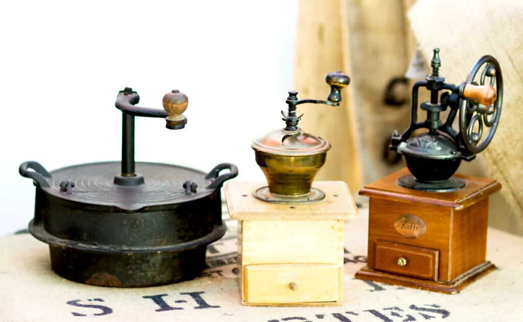 Antique Coffee Grinders with Different Materials