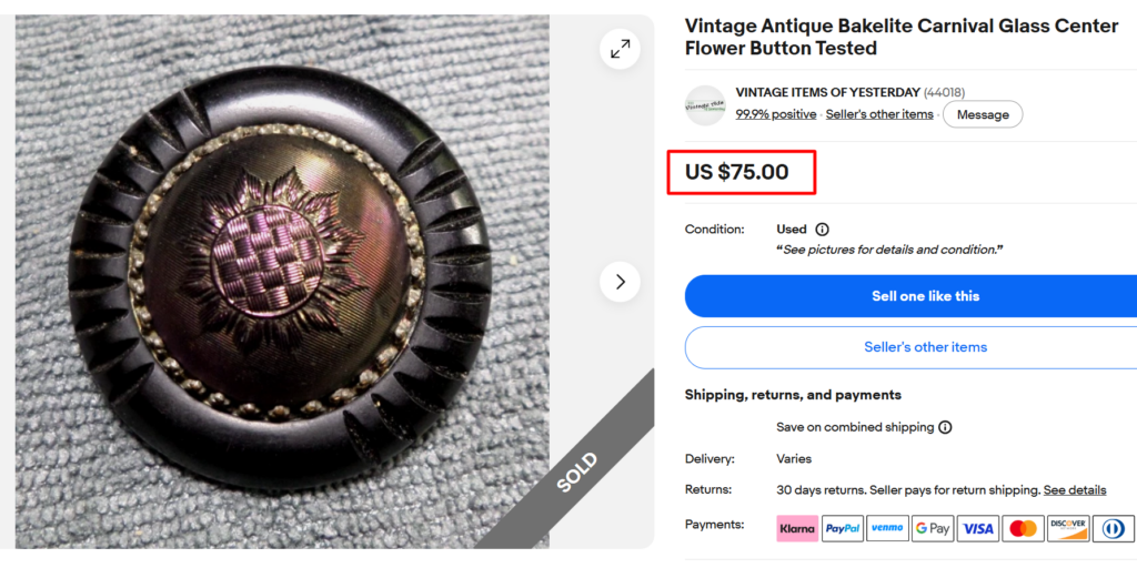 Bakelite Carnival Glass Button