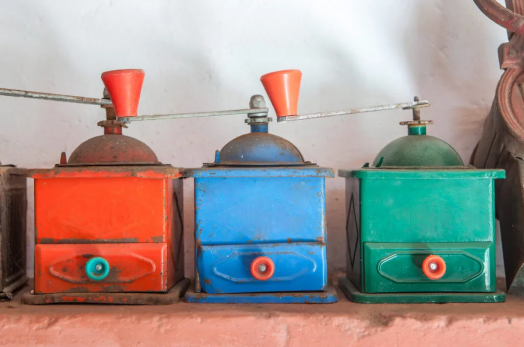 Colorful Antique Coffee Grinders