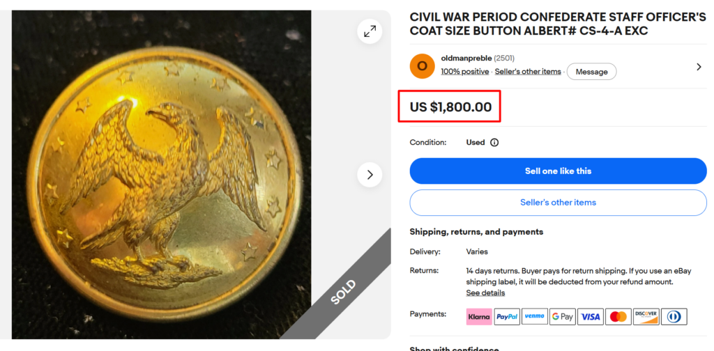 Confederate Civil War button