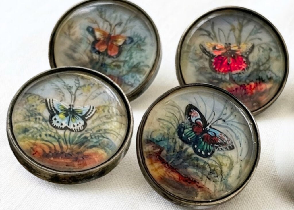 Enamel Silver Butterfly Buttons