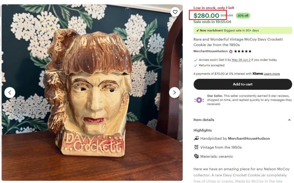 McCoy Davy Crockett Cookie Jar