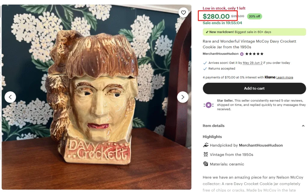 McCoy Davy Crockett Cookie Jar