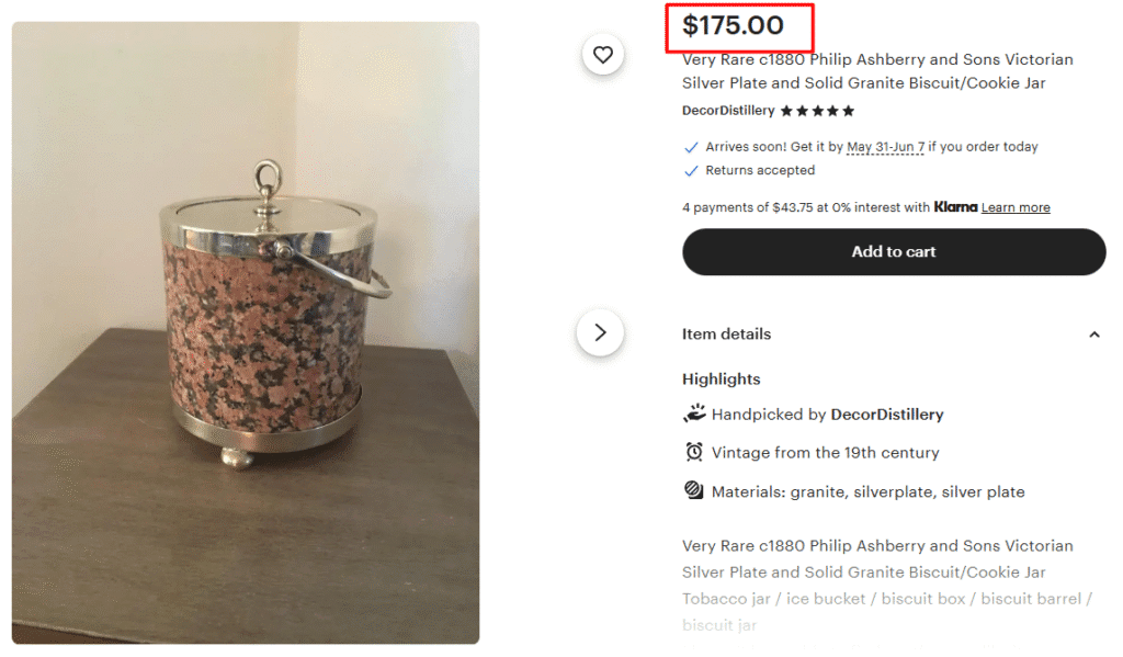 Philip Ashberry’s Silver Plate & Granite Biscuit Barrel