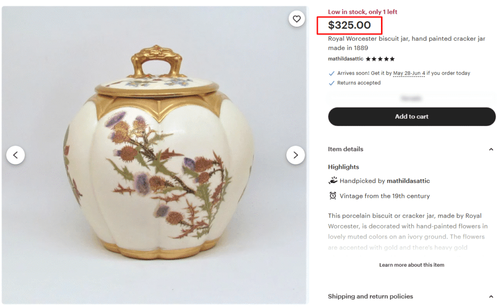 Royal Worcester Porcelain Cookie Jar