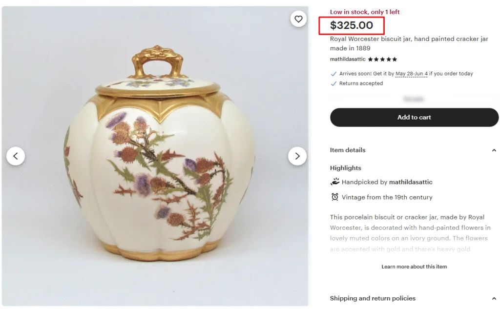 Royal Worcester Porcelain Cookie Jar