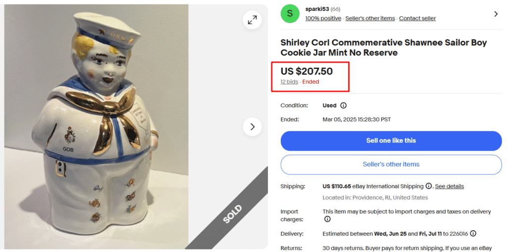 Shawnee USN Sailor Boy Cookie Jar
