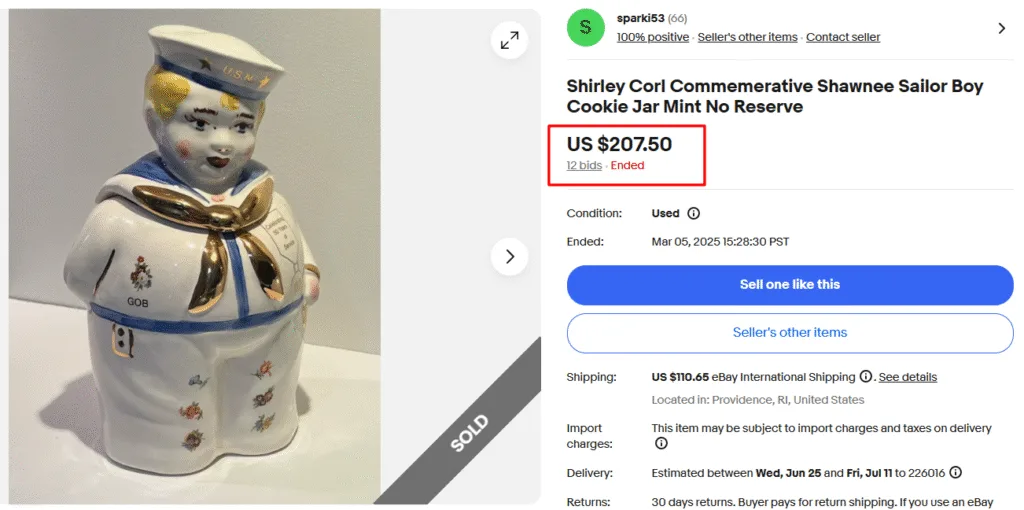 Shawnee USN Sailor Boy Cookie Jar