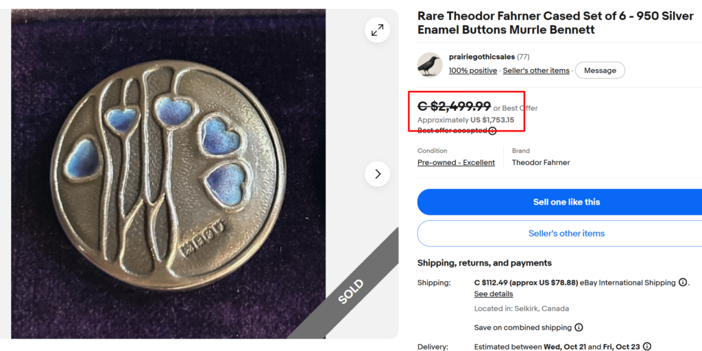 Theordor Fahner Silver Enamel Buttons
