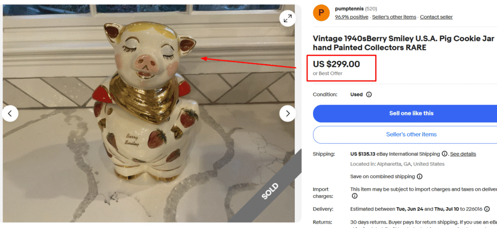 USA Smiling Pig Cookie Jar
