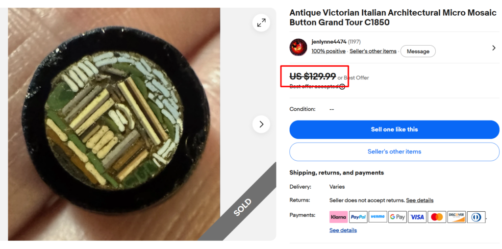 Victorian Micro Mosaic Button