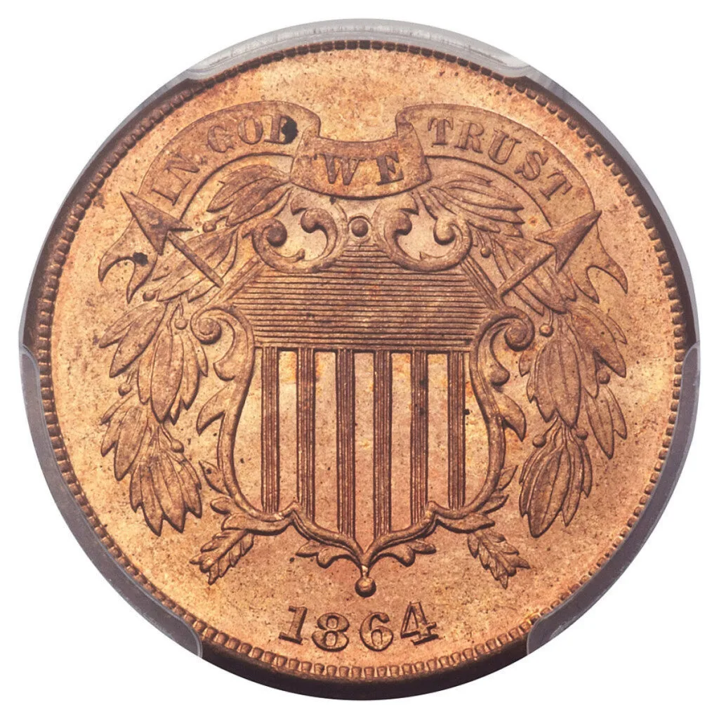 1864 2C Large Motto Red Variation