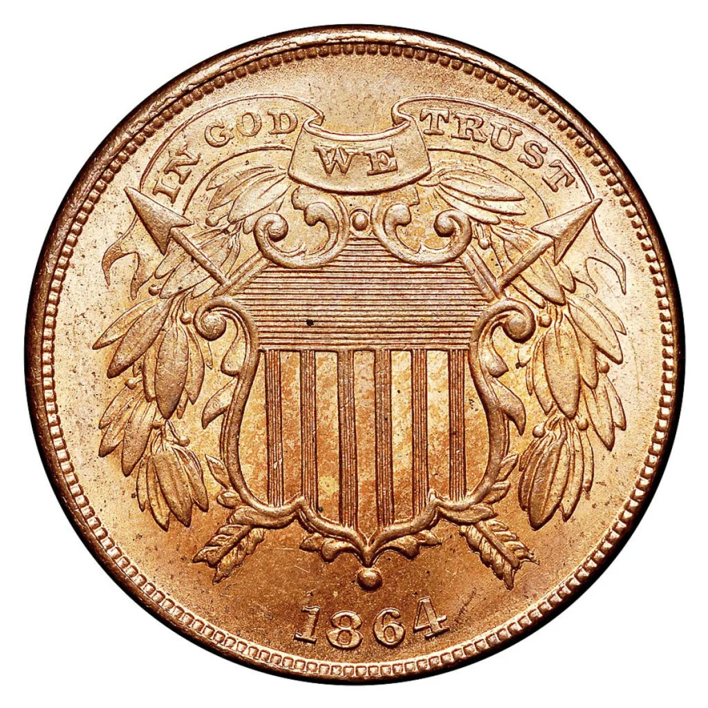 1864 2C Small Motto Red Variation