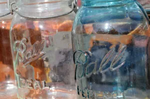 A Clear Ball Ideal Jar & An Aqua Ball Perfect Mason Jar