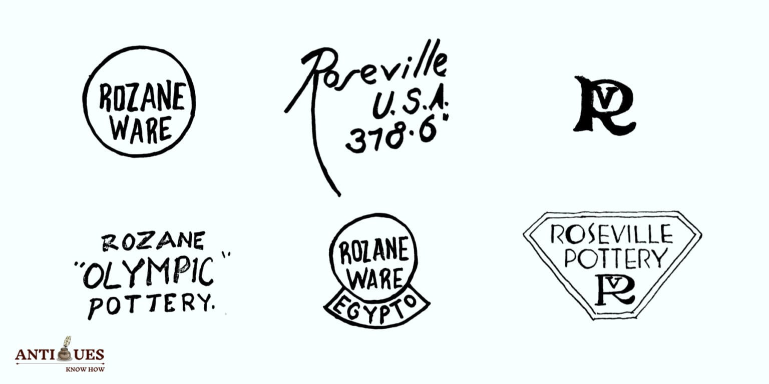 Roseville Pottery Marks A Visual Guide with Easy Chart