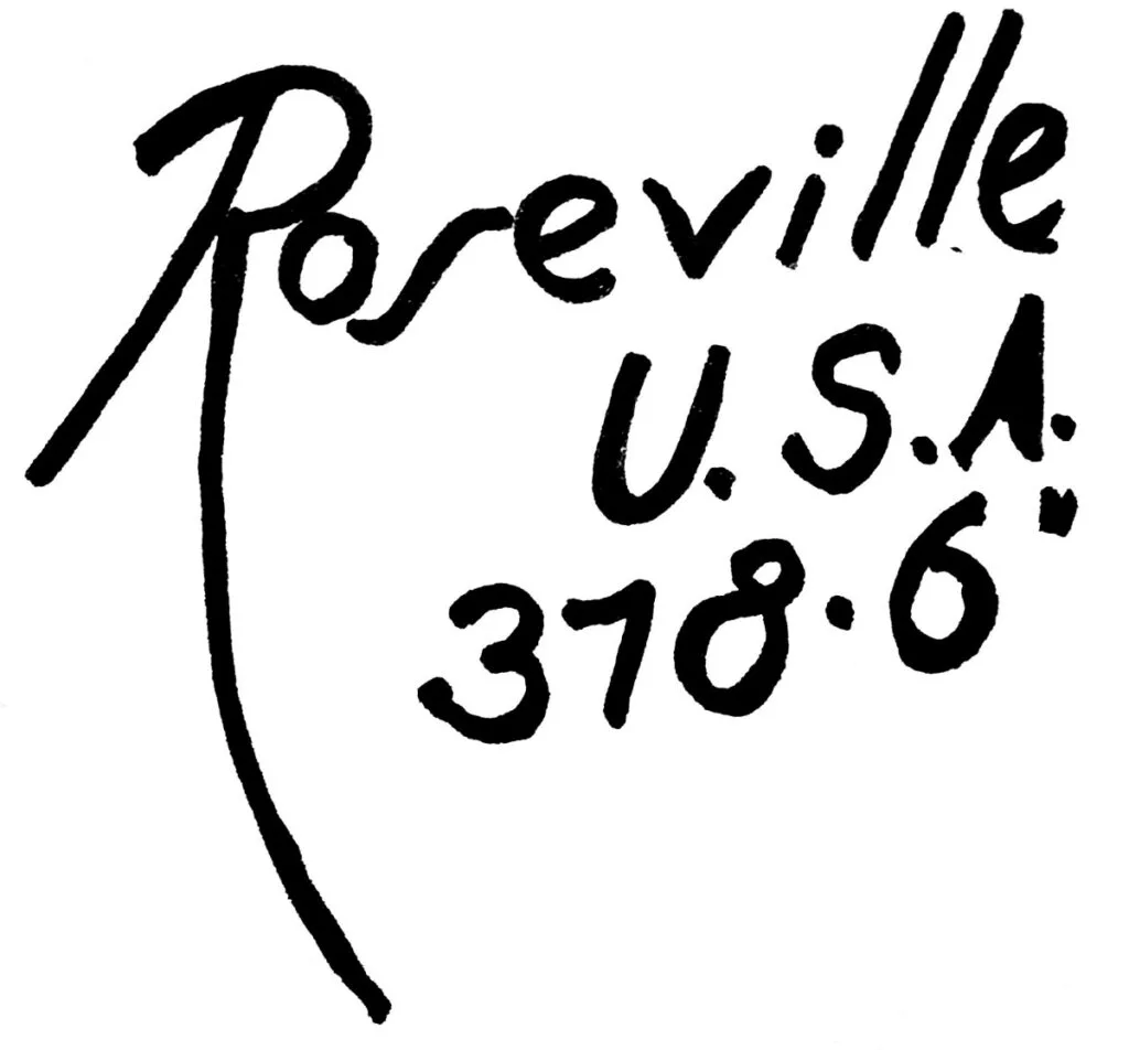 Roseville Pottery USA Mark with Shape & Size Number 1939-54