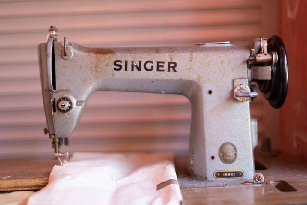 Antique Singer Sewing Machine on a Table
