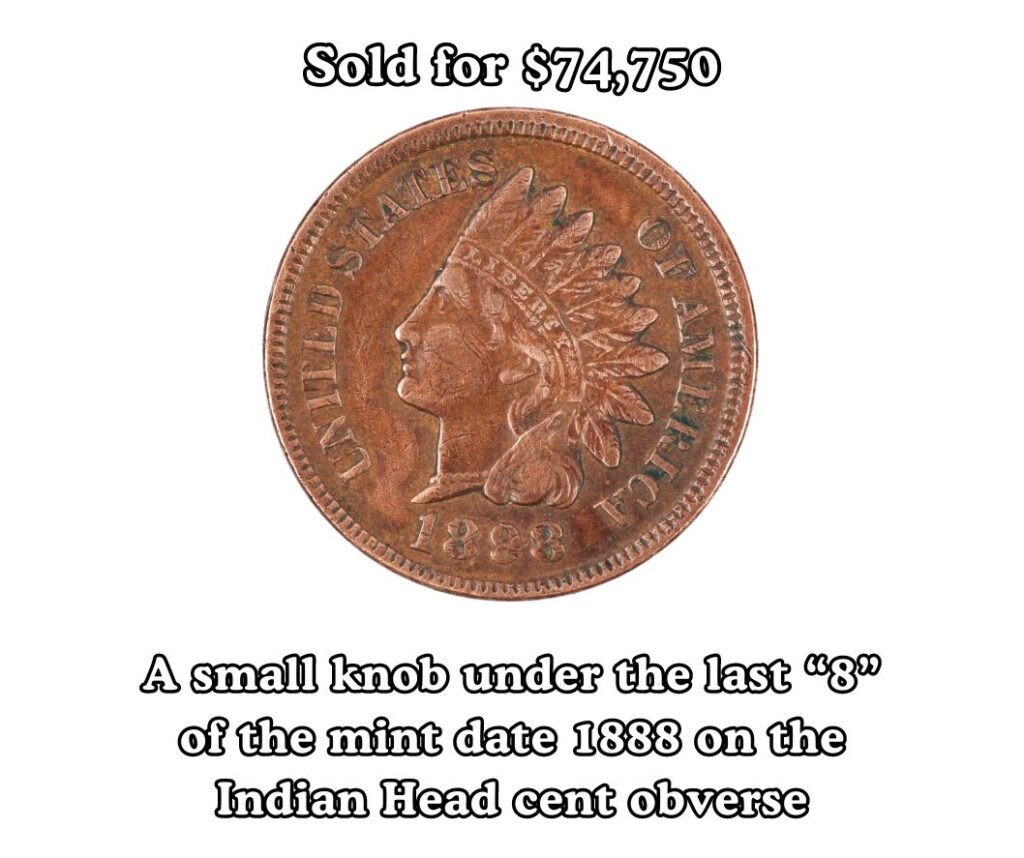 1888 Indian Head Penny 8 Over 7