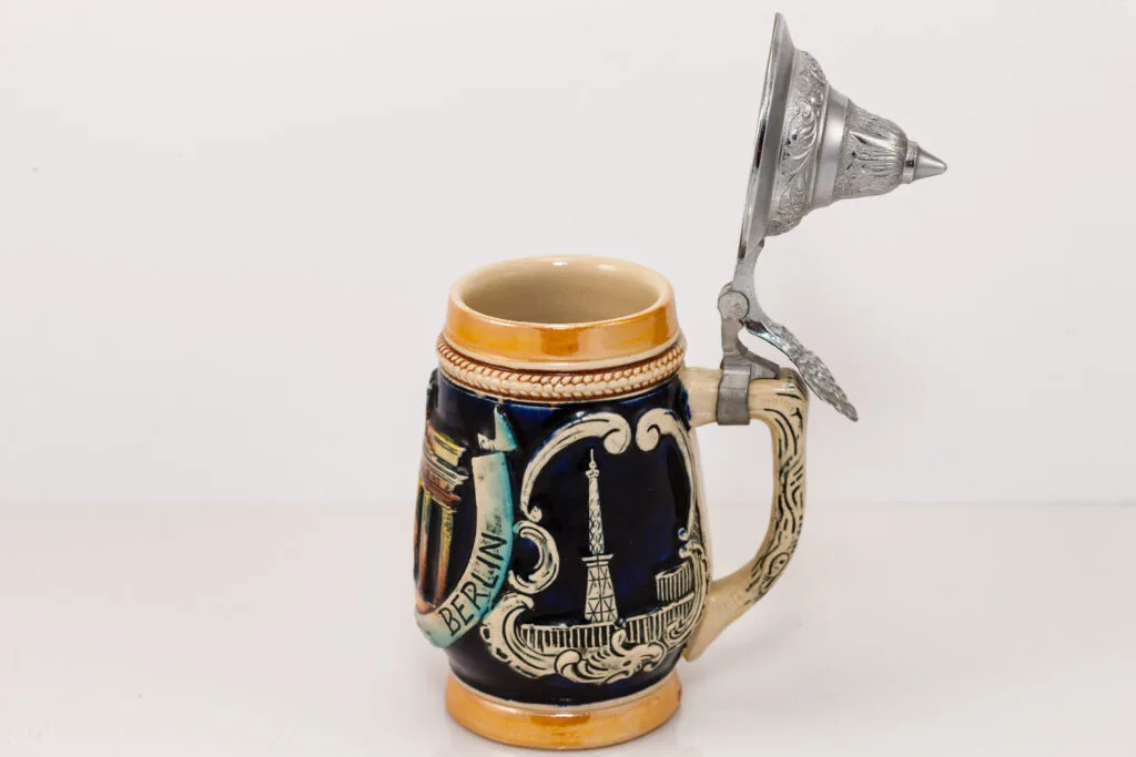Antique Ceramic Beer Stein with Lid