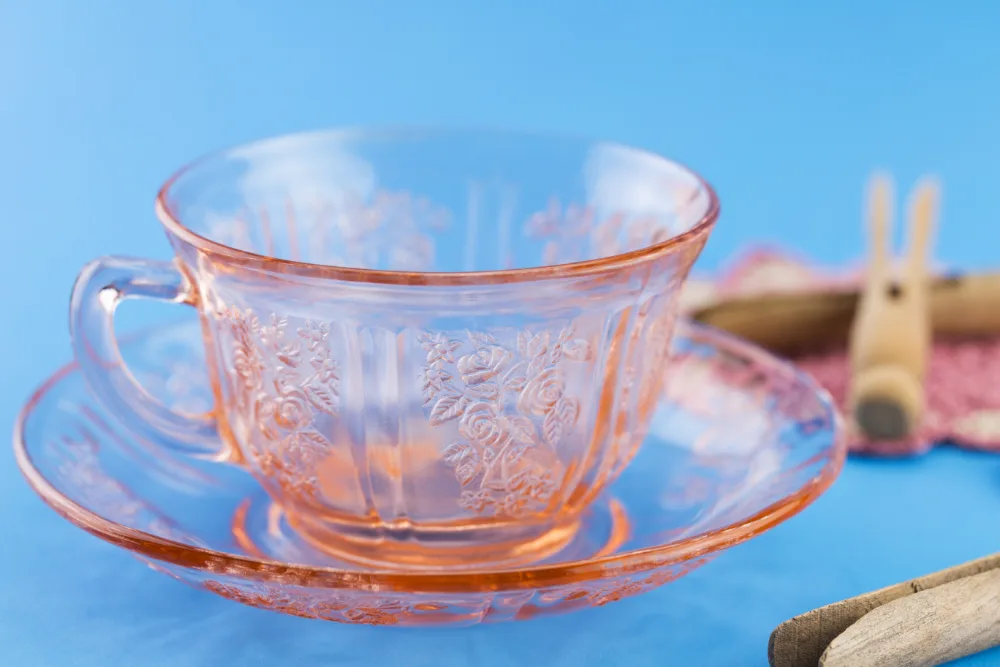 Pink Depression Sharon Cabbage Rose Glass