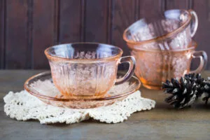 Pink Depression Glass Teacup & Saucer