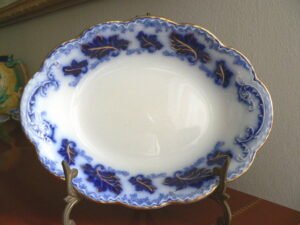 Antique Flow Blue China Serving Bowl