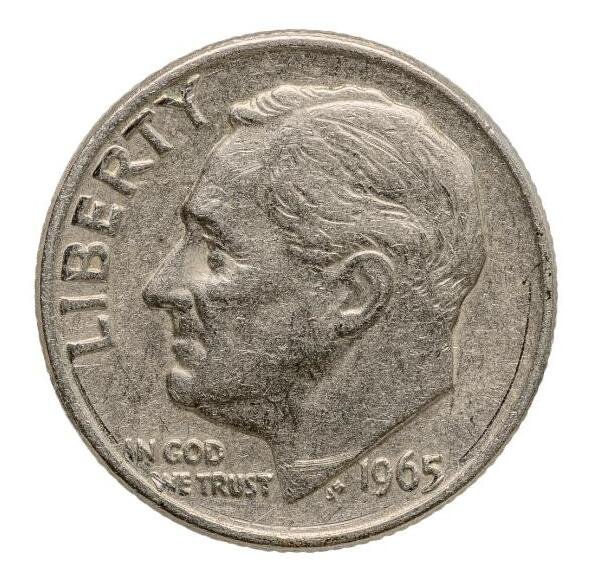 1965 Roosevelt Dime Obverse