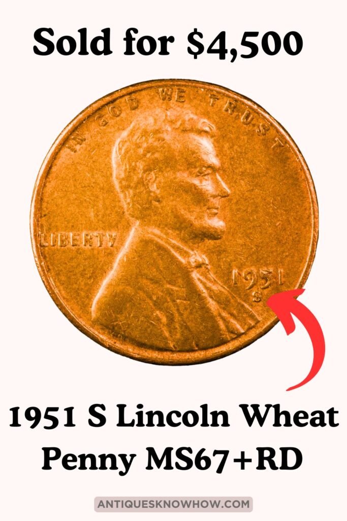 1951 S Lincoln Wheat Penny