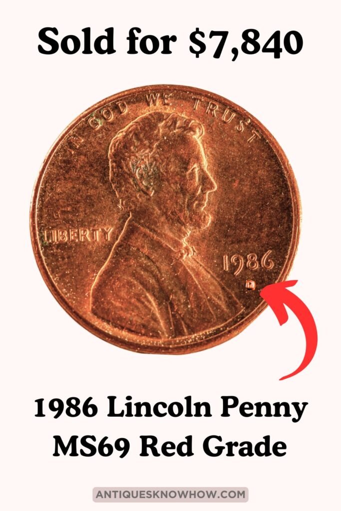 1986 D Lincoln Memorial Penny